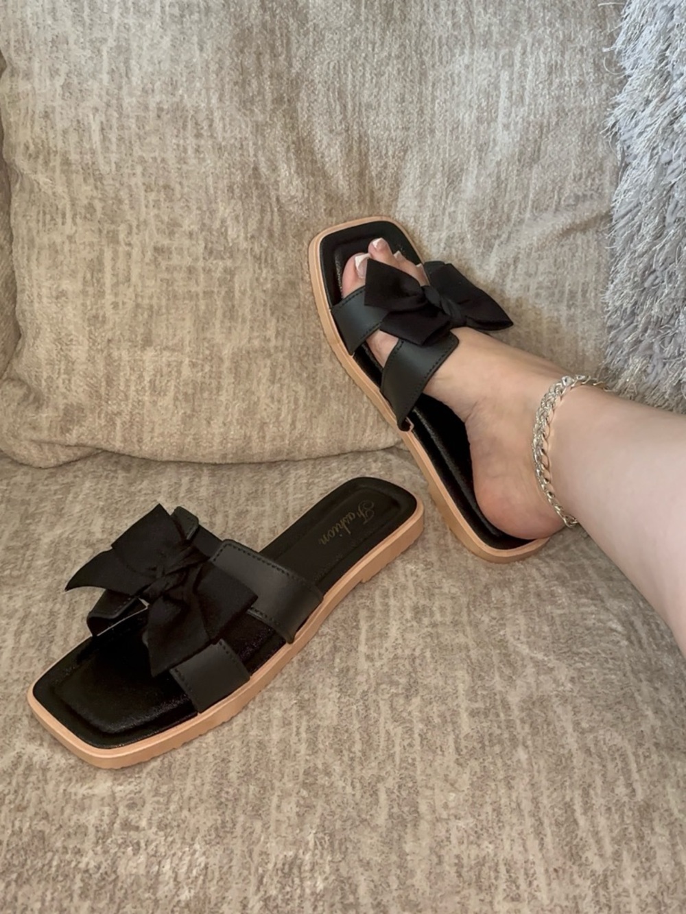 Black Bow Slide Comfortable Sandals for Women size 8 - Picture 5 of 5